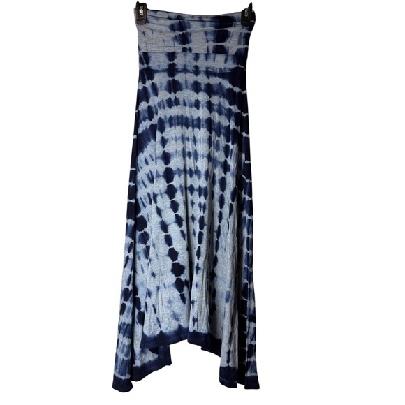Cynthia Rowley Dresses & Skirts - Cynthia Rowley Womens S Blue Tie Dye Tube Top Dress Foldover‎ Skirt Bohemian Y2K